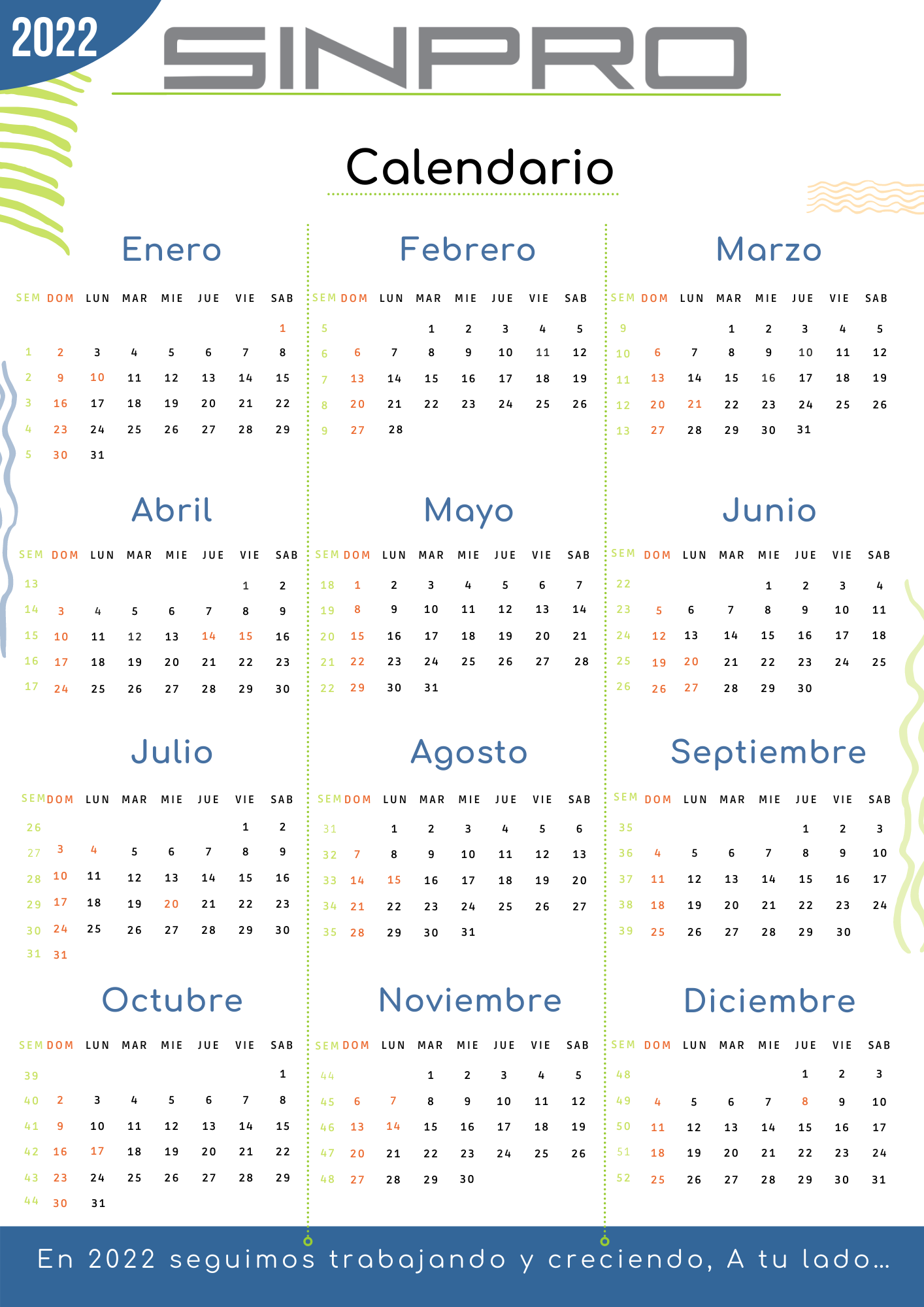 Calendario 2022 Pájaros Naturaleza Ilustración Verde 29.7 21 cm 21 29.7 cm 1